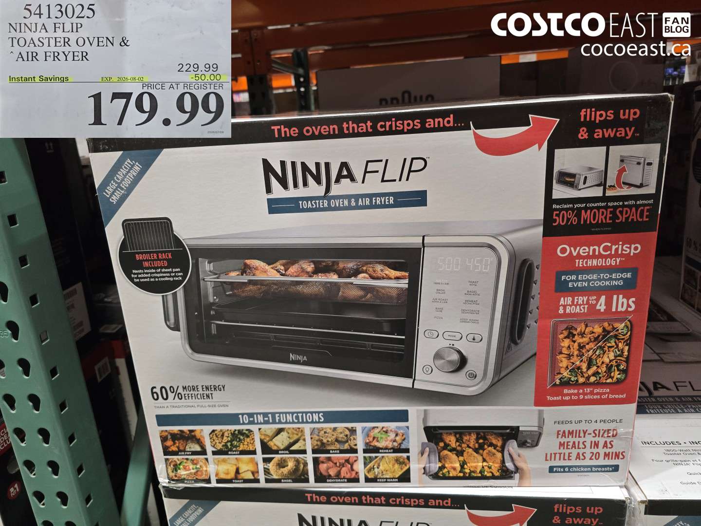 5413025 NINJA FLIP TOASTER OVEN & AIR FRYER ($50.00 INSTANT SAVINGS EXPIRES ON 2026-08-02) $179.99