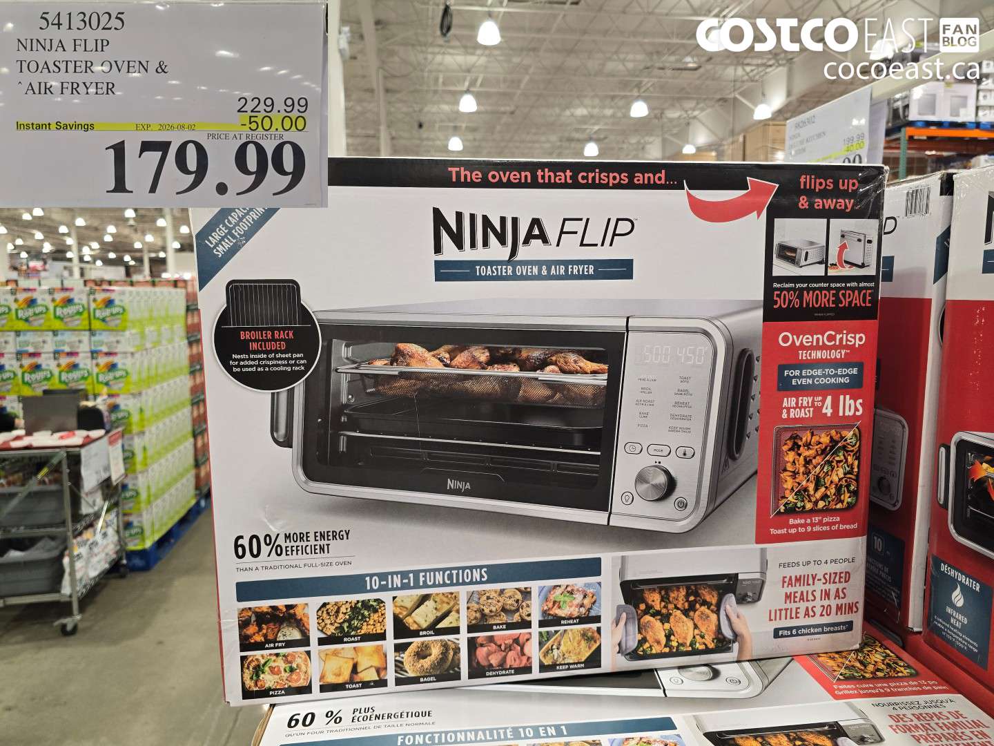 5413025 NINJA FLIP TOASTER OVEN & AIR FRYER ($50.00 INSTANT SAVINGS EXPIRES ON 2026-08-02) $179.99