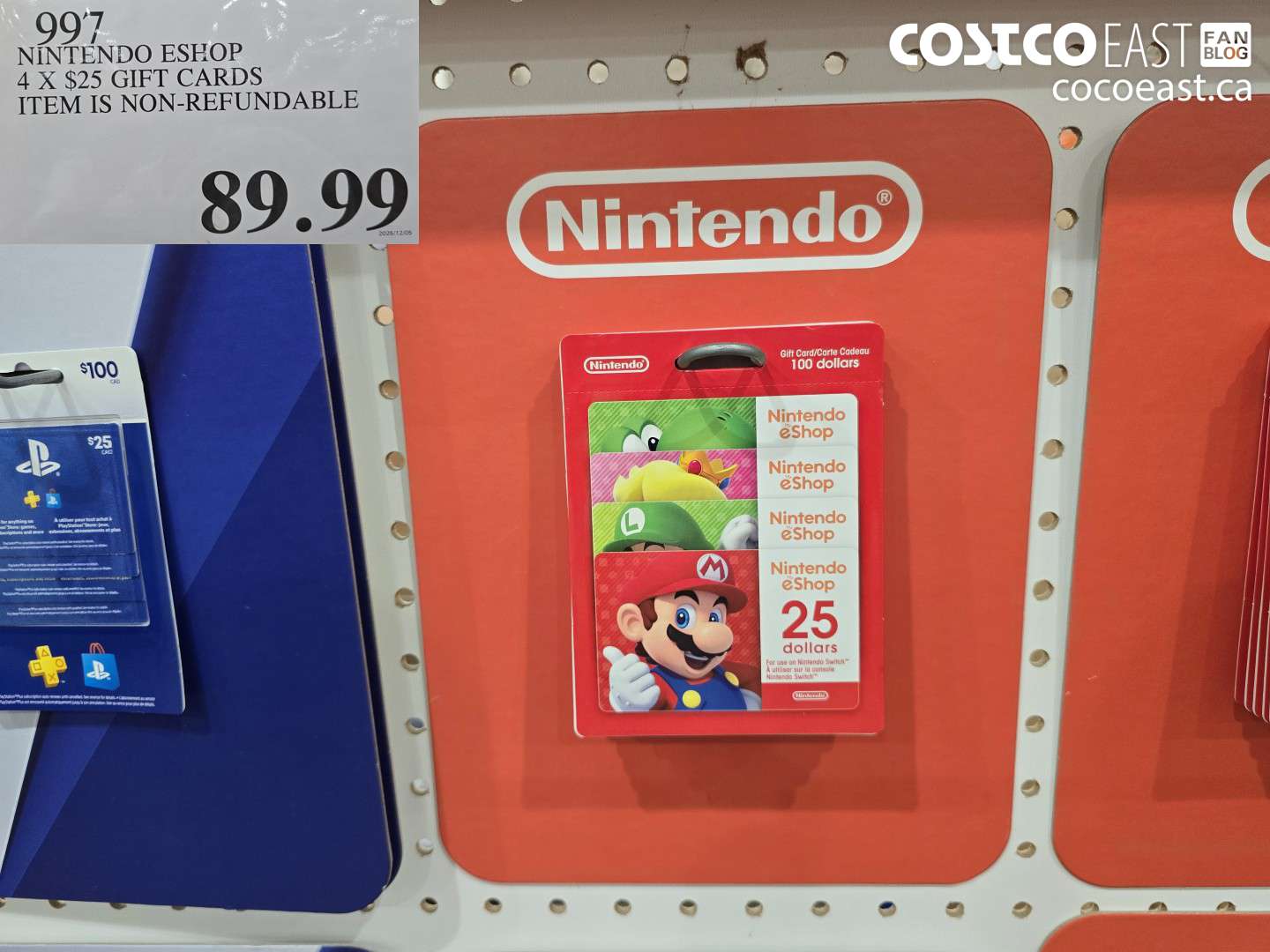 997 NINTENDO ESHOP 4 X $25 GIFT CARDS $89.99