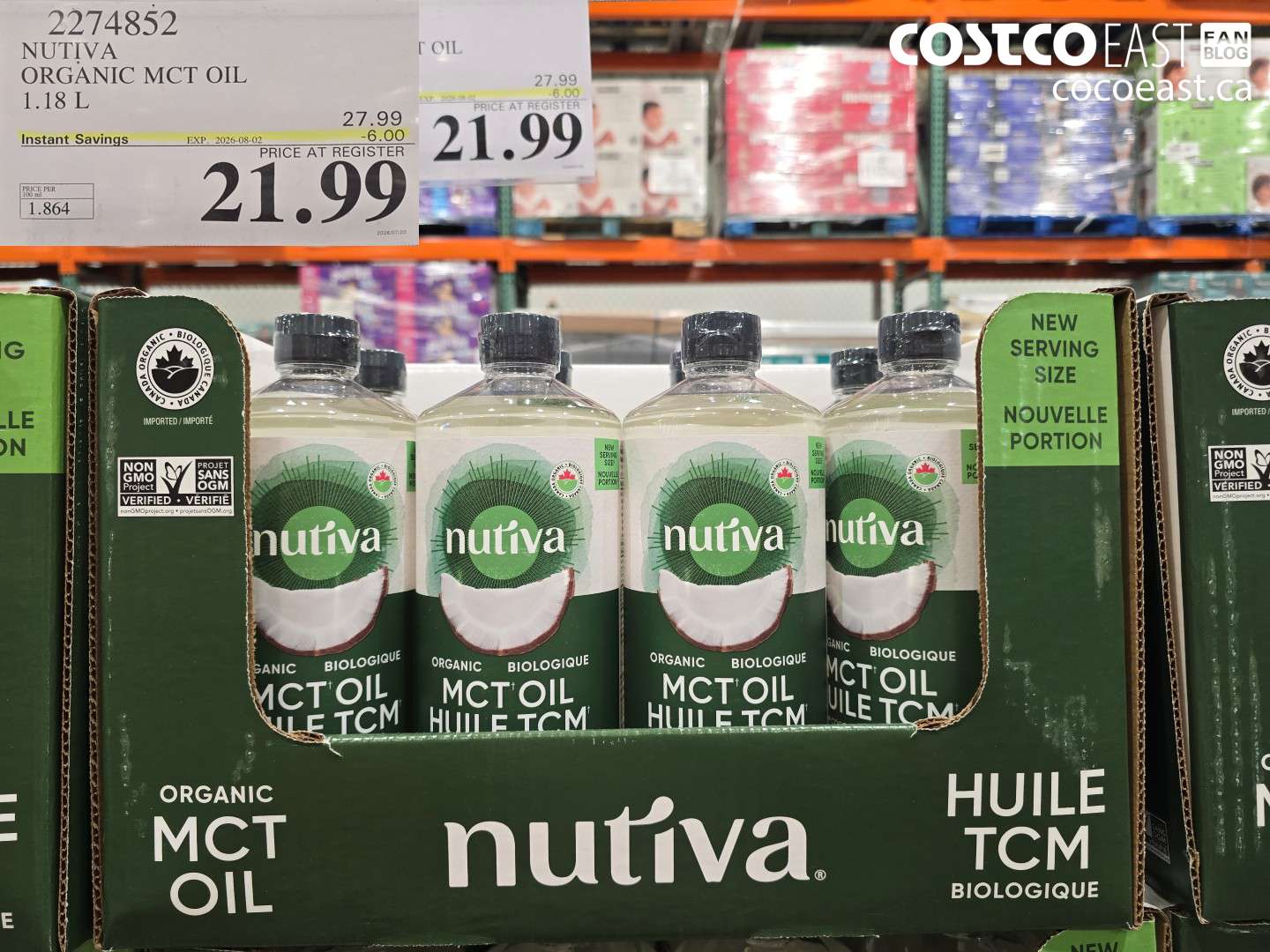 2274852 NUTIVA ORGANIC MCT OIL 1.18 L ($6.00 INSTANT SAVINGS EXPIRES ON 2026-08-02) $21.99