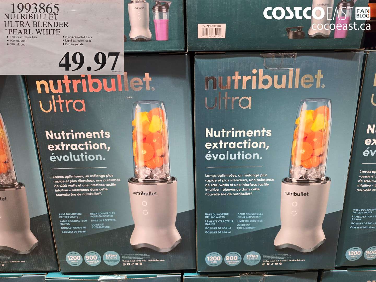 1993865 NUTRIBULLET ULTRA BLENDER PEARL WHITE $49.97