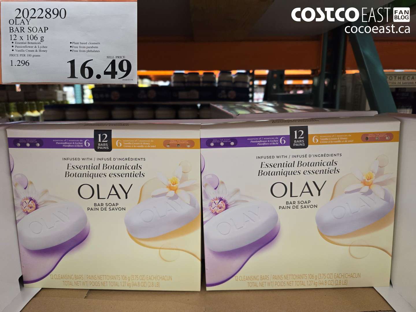 2022890 OLAY BAR SOAP 12 X 106 G $16.49