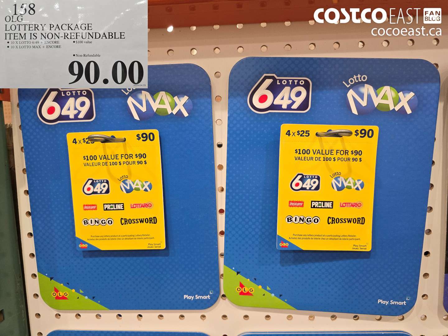158 OLG LOTTERY PACKAGE ITEM IS NON-REFUNDABLE $90.00