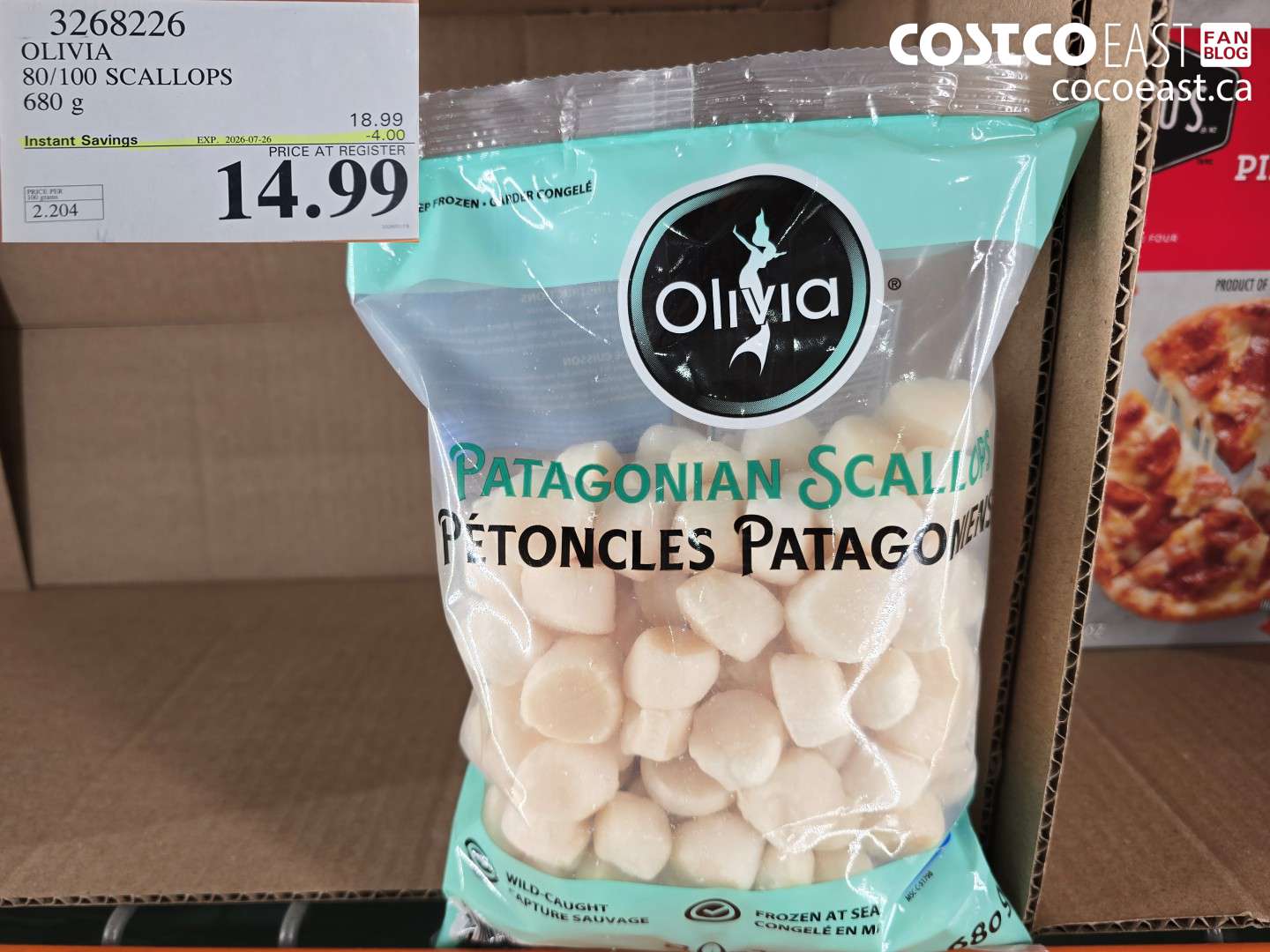 3268226 OLIVIA 80/100 SCALLOPS 680 G ($4.00 INSTANT SAVINGS EXPIRES ON 2026-07-26) $14.99
