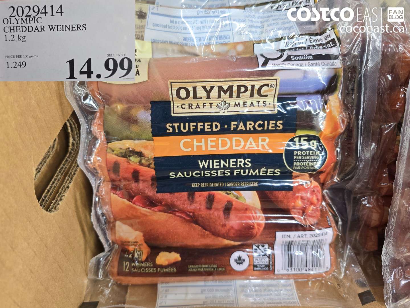 2029414 OLYMPIC CHEDDAR WEINERS 1.2 KG $14.99