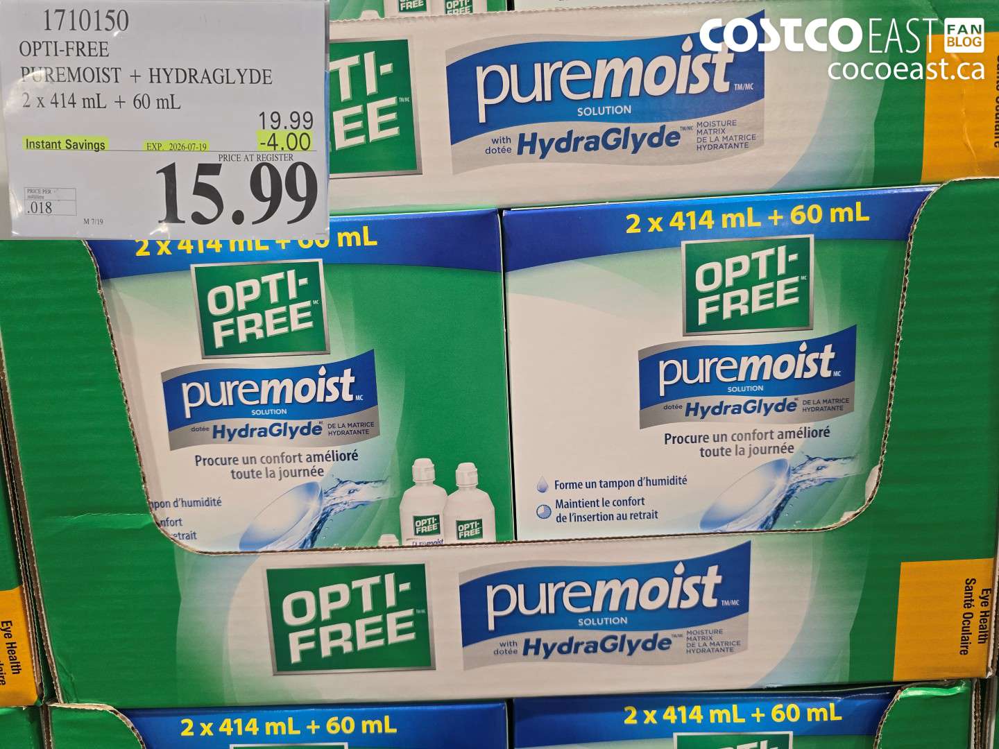 1710150 OPTI-FREE PUREMOIST + HYDRAGLYDE 2 X 414 ML + 60 ML ($4.00 INSTANT SAVINGS EXPIRES ON 2026-07-19) $15.99