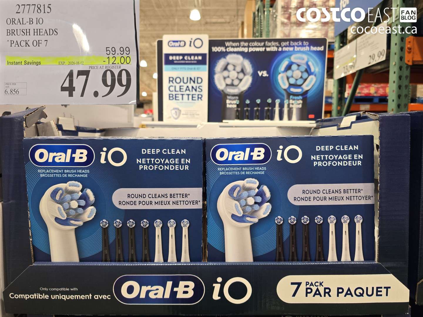 2777815 ORAL-B IO BRUSH HEADS PACK OF 7 ($12.00 INSTANT SAVINGS EXPIRES ON 2026-08-02) $47.99