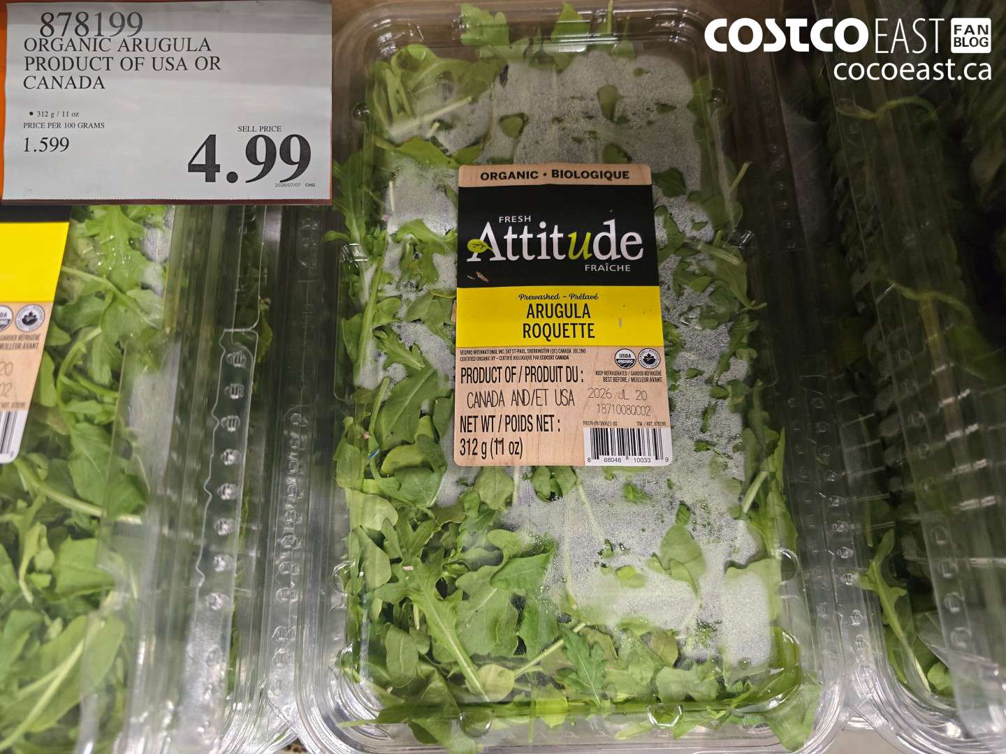 878199 ORGANIC ARUGULA PRODUCT OF USA OR CANADA $4.99