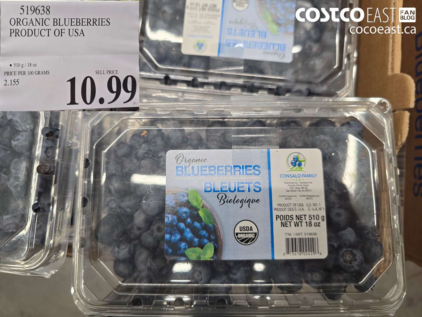519638 ORGANIC BLUEBERRIES PRODUCT OF USA $10.99