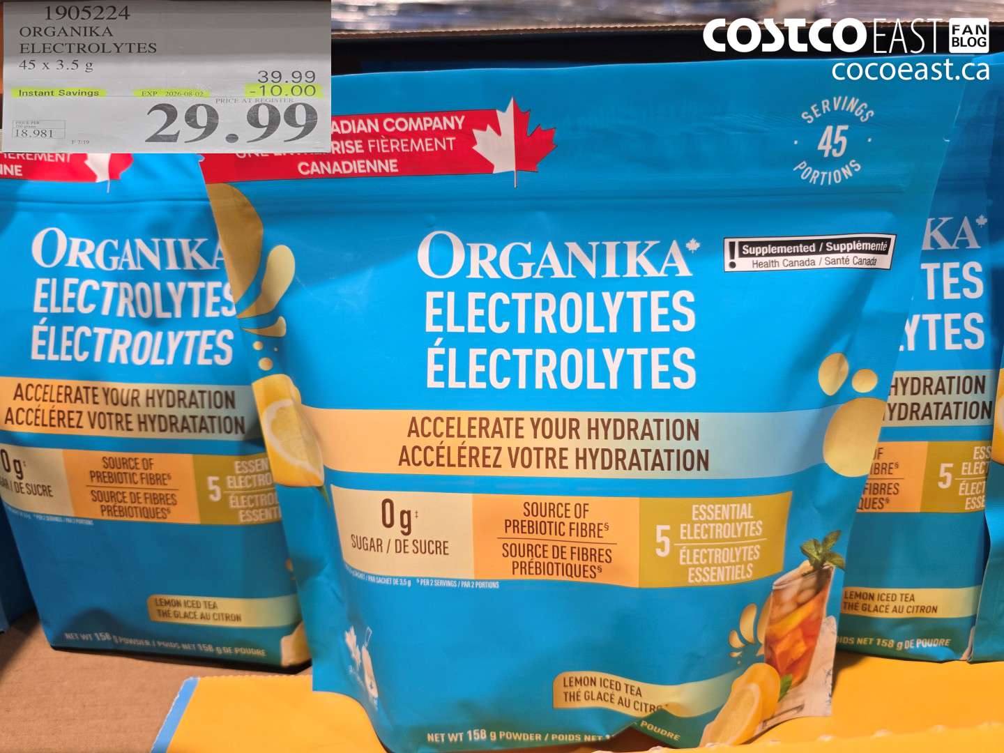 1905224 ORGANIKA ELECTROLYTES 45 X 3.5 G ($10.00 INSTANT SAVINGS EXPIRES ON 2026-08-02) $29.99