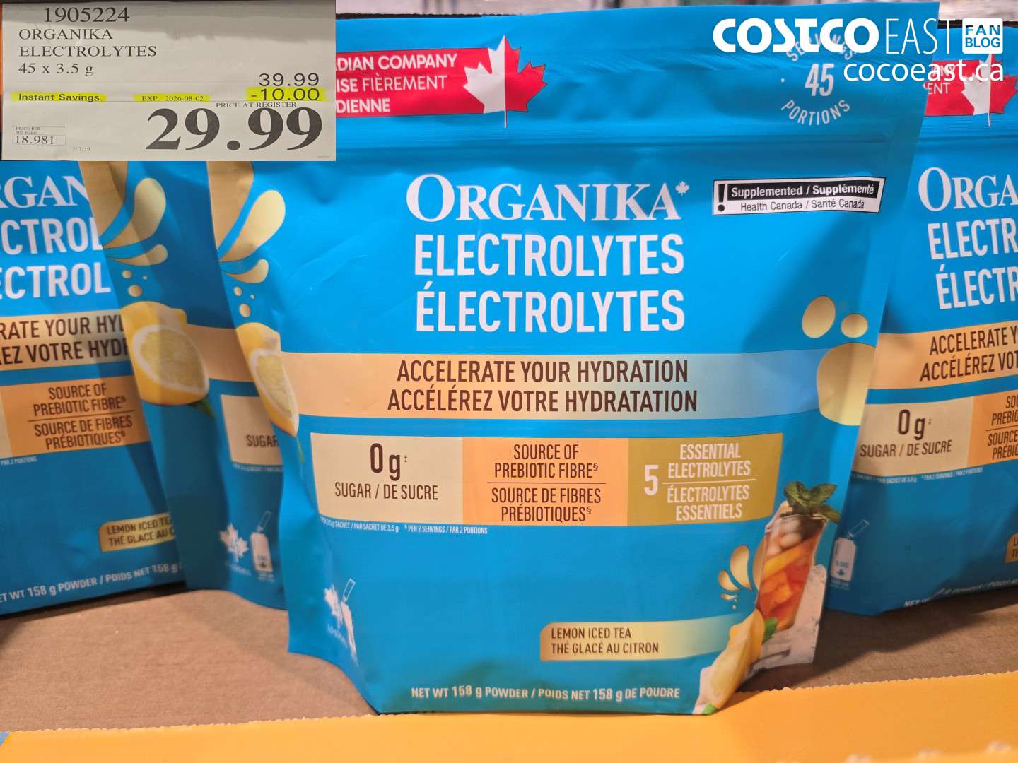 1905224 ORGANIKA ELECTROLYTES 45 X 3.5 G ($10.00 INSTANT SAVINGS EXPIRES ON 2026-08-02) $29.99