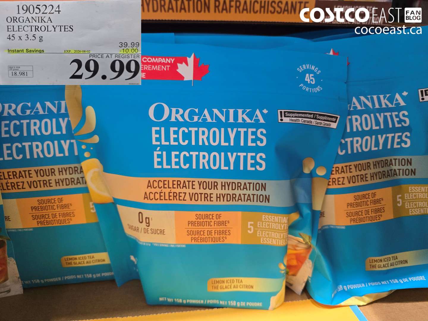 1905224 ORGANIKA ELECTROLYTES 45 X 3.5 G ($10.00 INSTANT SAVINGS EXPIRES ON 2026-08-02) $29.99