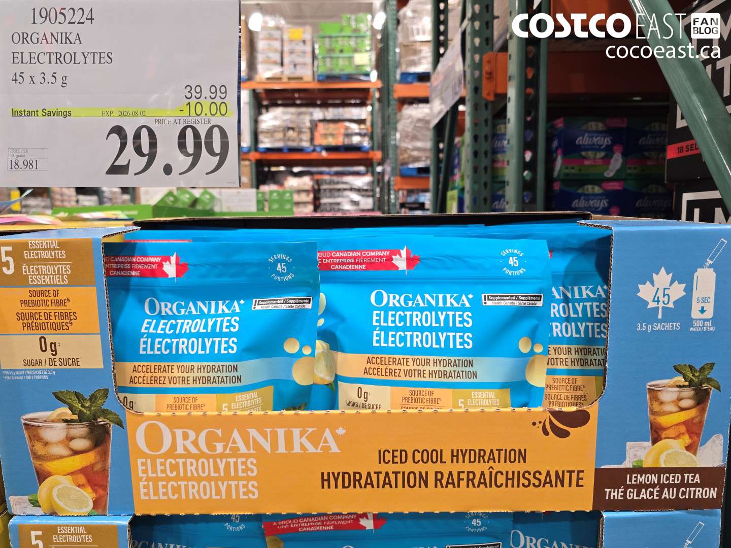1905224 ORGANIKA ELECTROLYTES 45 X 3.5 G ($10.00 INSTANT SAVINGS EXPIRES ON 2026-08-02) $29.99