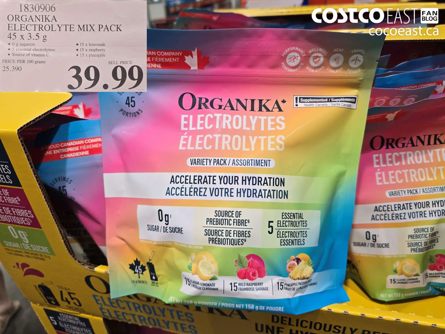 1830906 ORGANIKA ELECTROLYTE MIX PACK 45 X 3.5 G $39.99