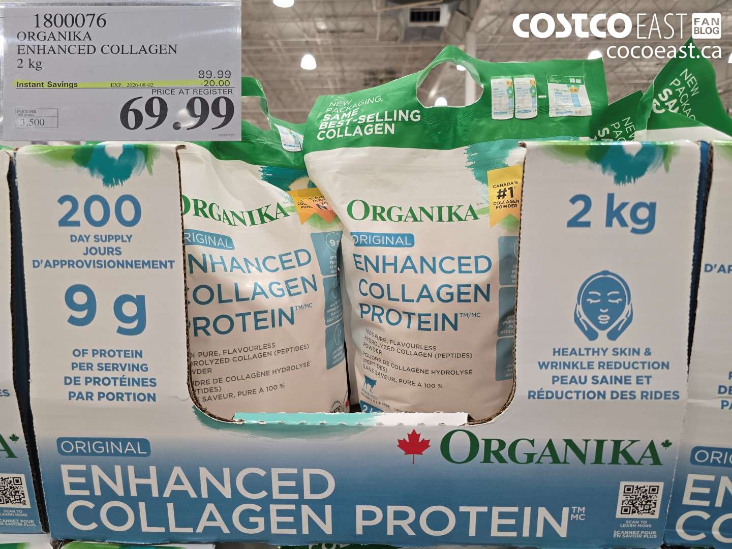 1800076 ORGANIKA ENHANCED COLLAGEN 2 KG ($20.00 INSTANT SAVINGS EXPIRES ON 2026-08-02) $69.99