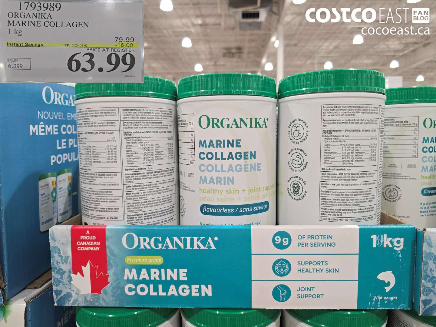 1793989 ORGANIKA MARINE COLLAGEN 1 KG ($16.00 INSTANT SAVINGS EXPIRES ON 2026-08-02) $63.99