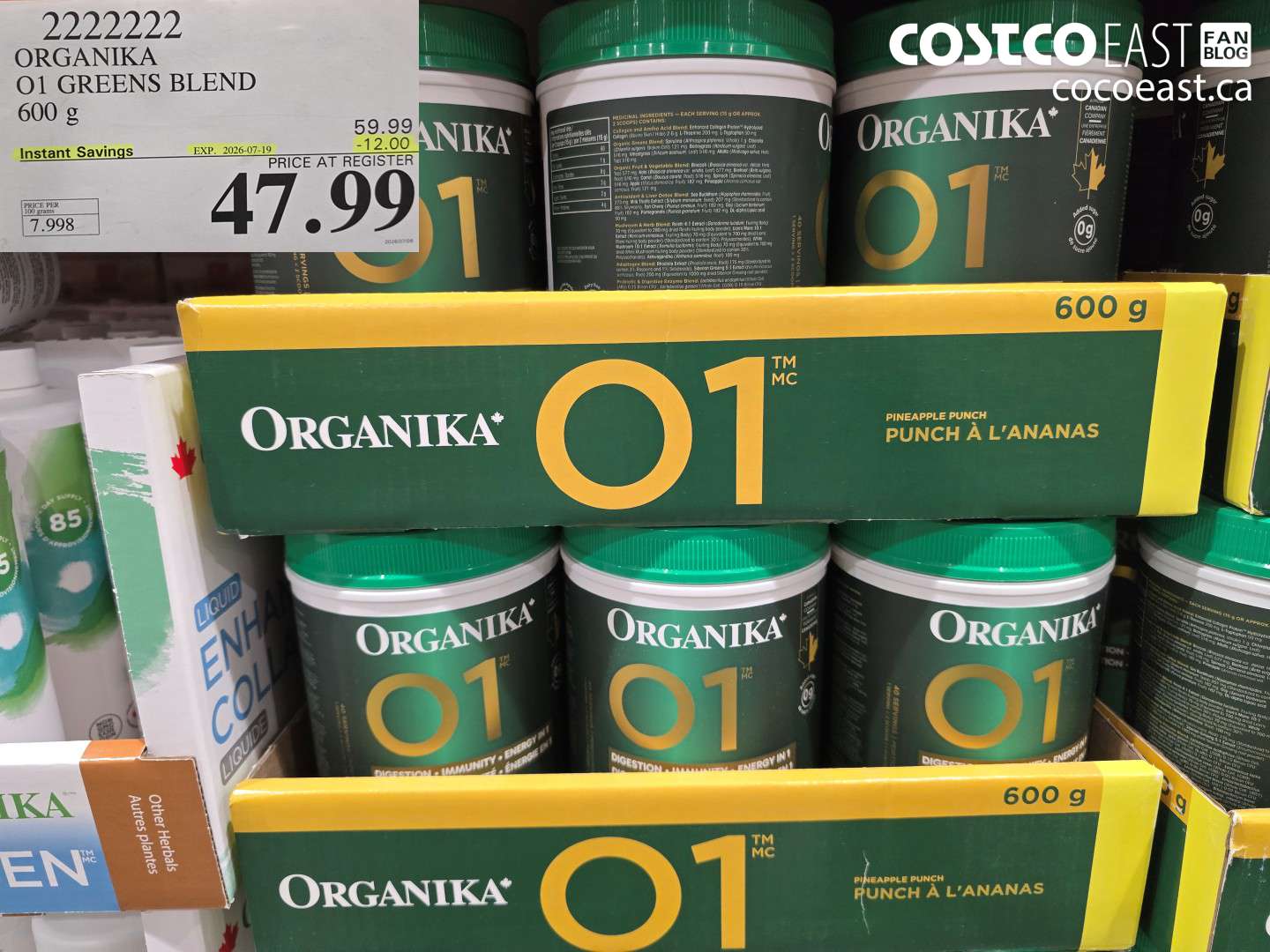 2222222 ORGANIKA O1 GREENS BLEND 600 G ($12.00 INSTANT SAVINGS EXPIRES ON 2026-07-19) $47.99