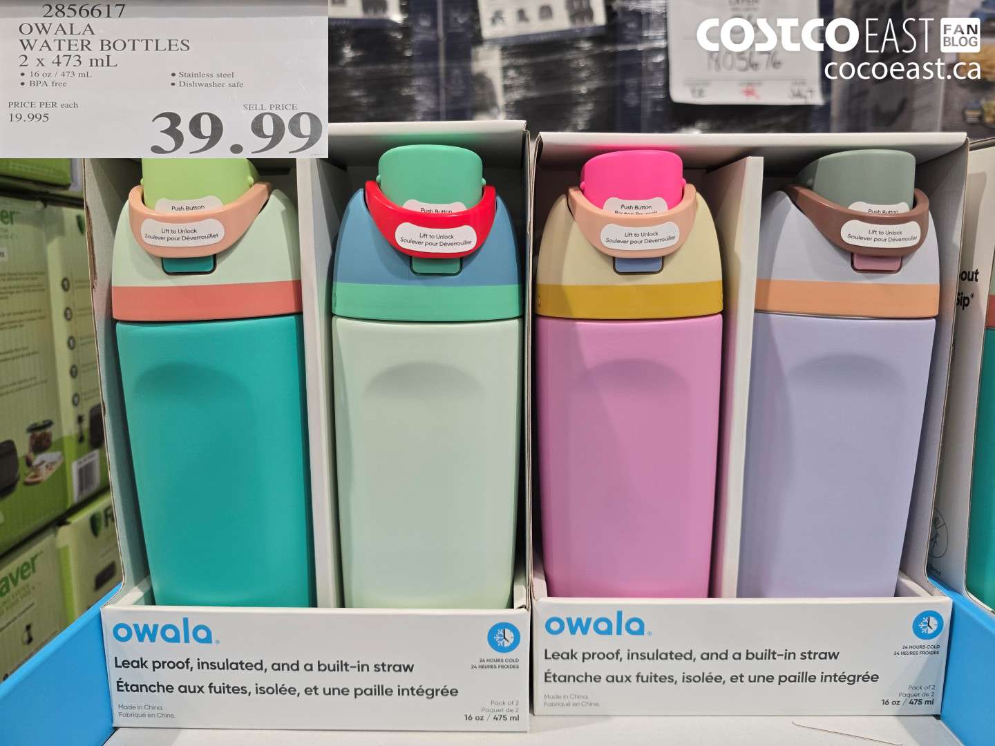 2856617 OWALA WATER BOTTLES 2 X 473 ML $39.99