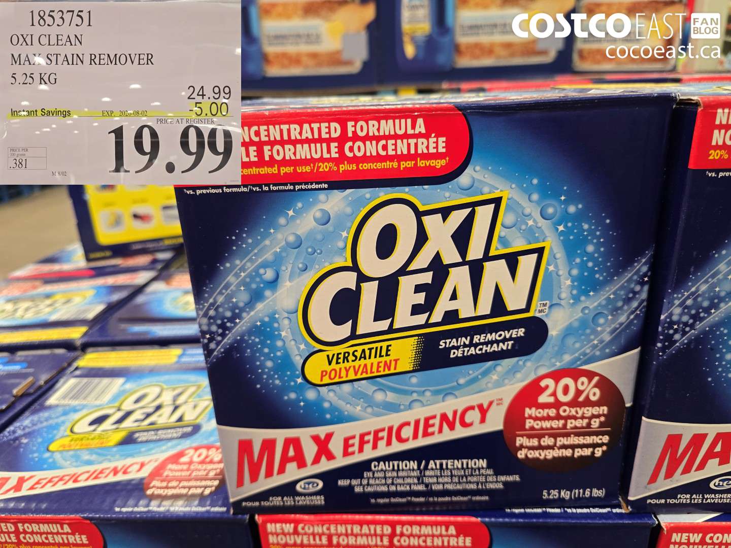 1853751 OXI CLEAN MAX STAIN REMOVER 5.25 KG ($5.00 INSTANT SAVINGS EXPIRES ON 2026-08-02) $19.99