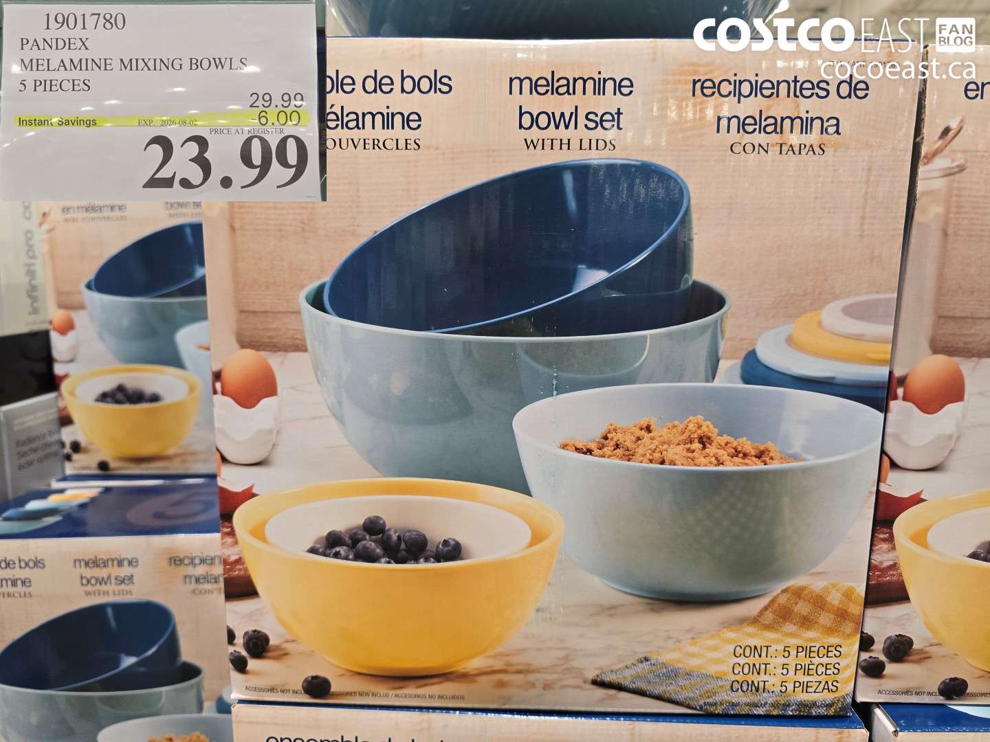 1901780 PANDEX MELAMINE MIXING BOWLS 5 PIECES ($6.00 INSTANT SAVINGS EXPIRES ON 2026-08-02) $23.99