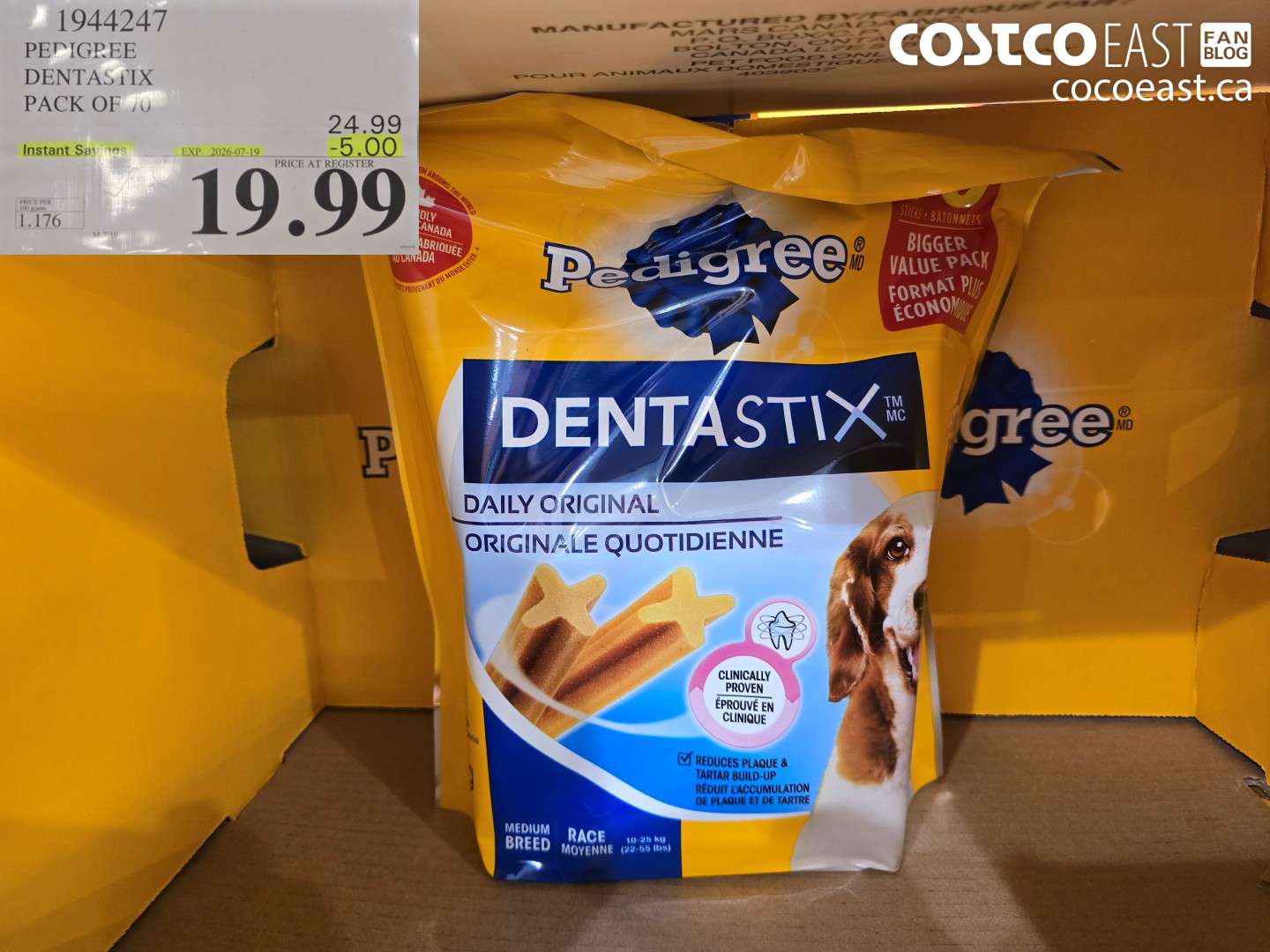 1944247 PEDIGREE DENTASTIX PACK OF 70 ($5.00 INSTANT SAVINGS EXPIRES ON 2026-07-19) $19.99