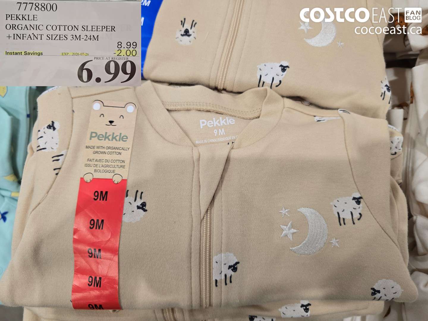 7778800 PEKKLE ORGANIC COTTON SLEEPER + INFANT SIZES 3M-24M ($2.00 INSTANT SAVINGS EXPIRES ON 2026-07-26) $6.99