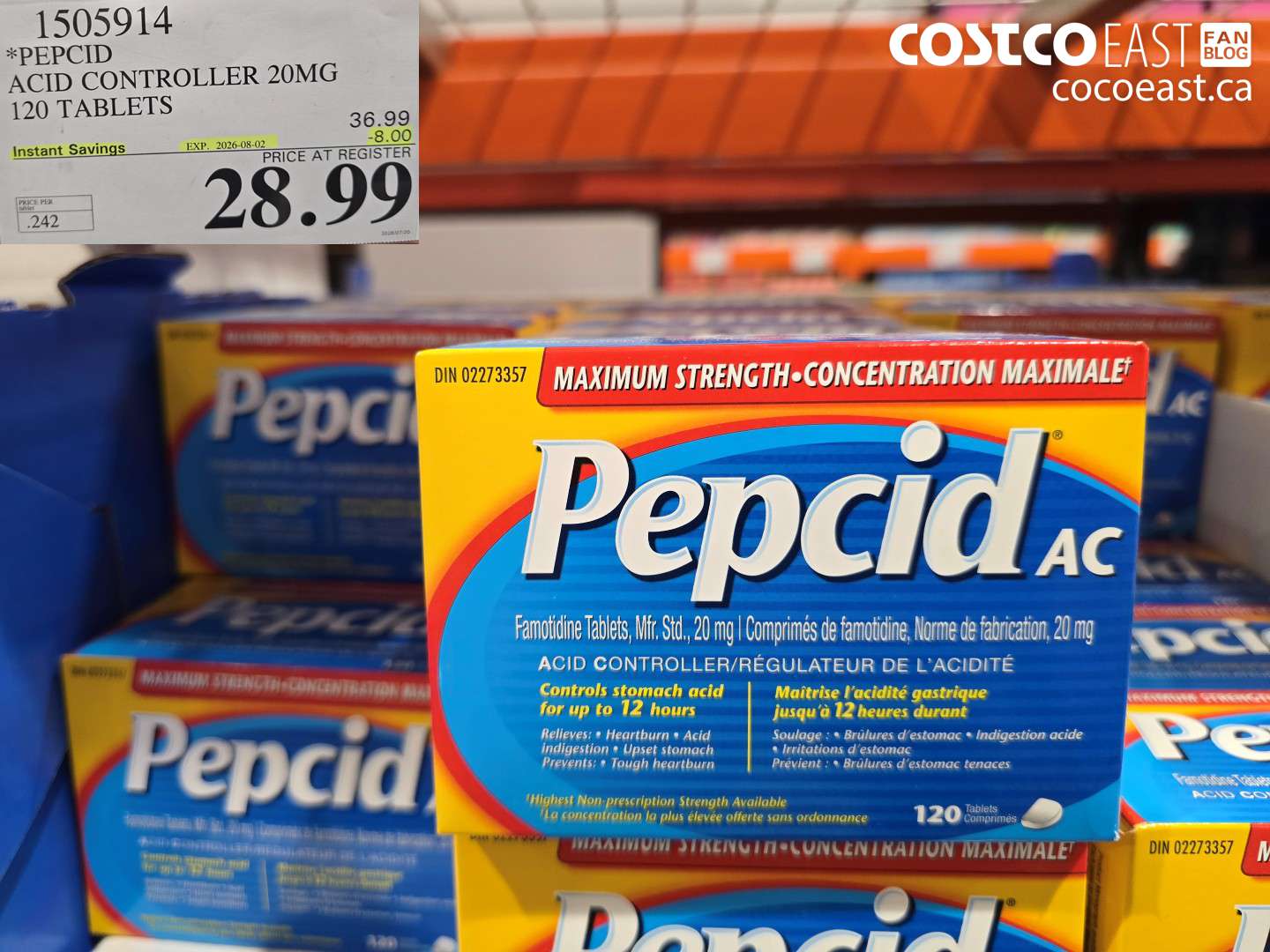 1505914 PEPCID ACID CONTROLLER 20MG 120 TABLETS ($8.00 INSTANT SAVINGS EXPIRES ON 2026-08-02) $28.99
