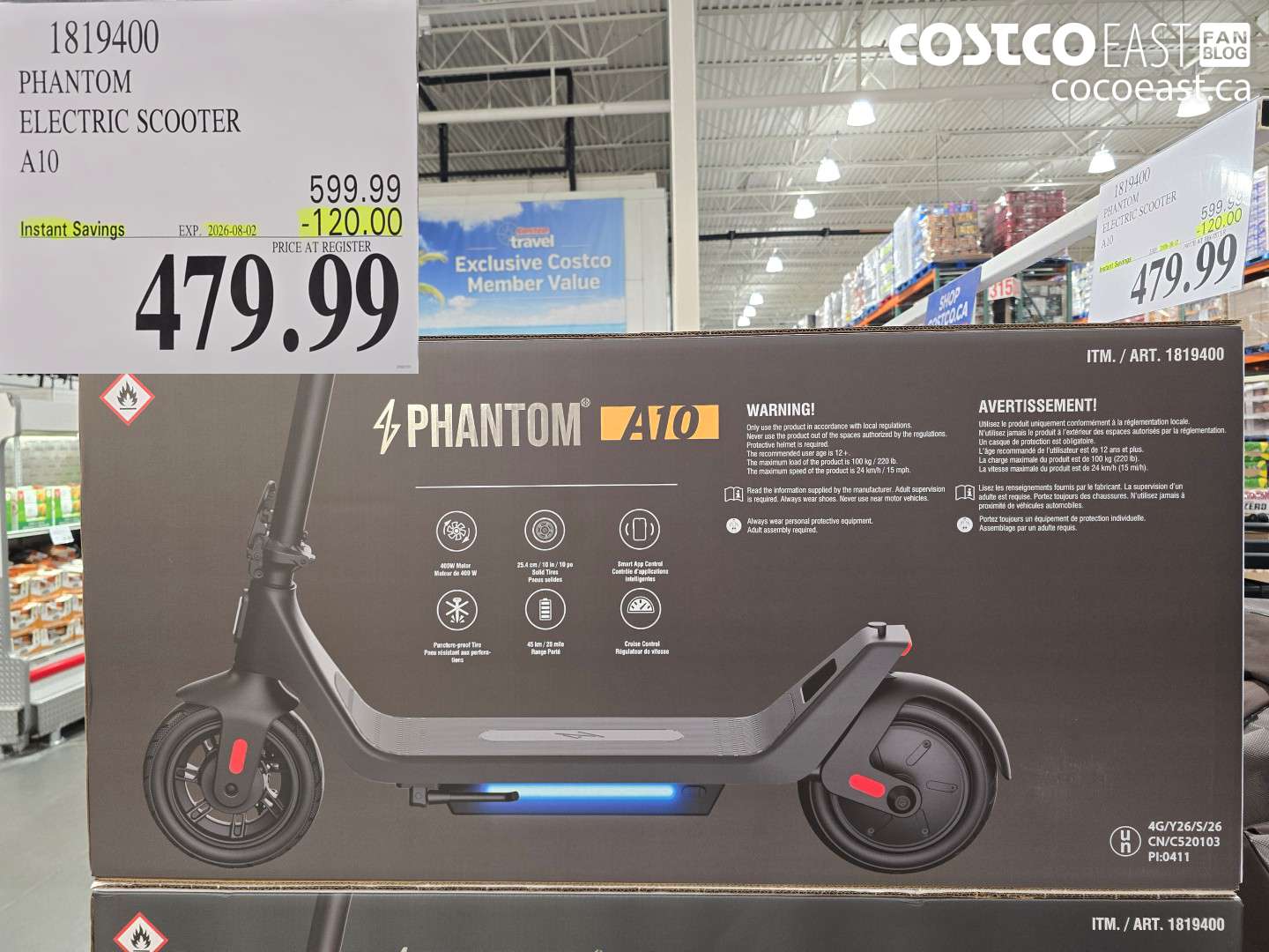 1819400 PHANTOM ELECTRIC SCOOTER A10 ($120.00 INSTANT SAVINGS EXPIRES ON 2026-08-02) $479.99