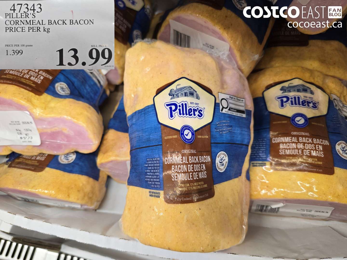 47343 PILLER'S CORNMEAL BACK BACON PRICE PER KG $13.99