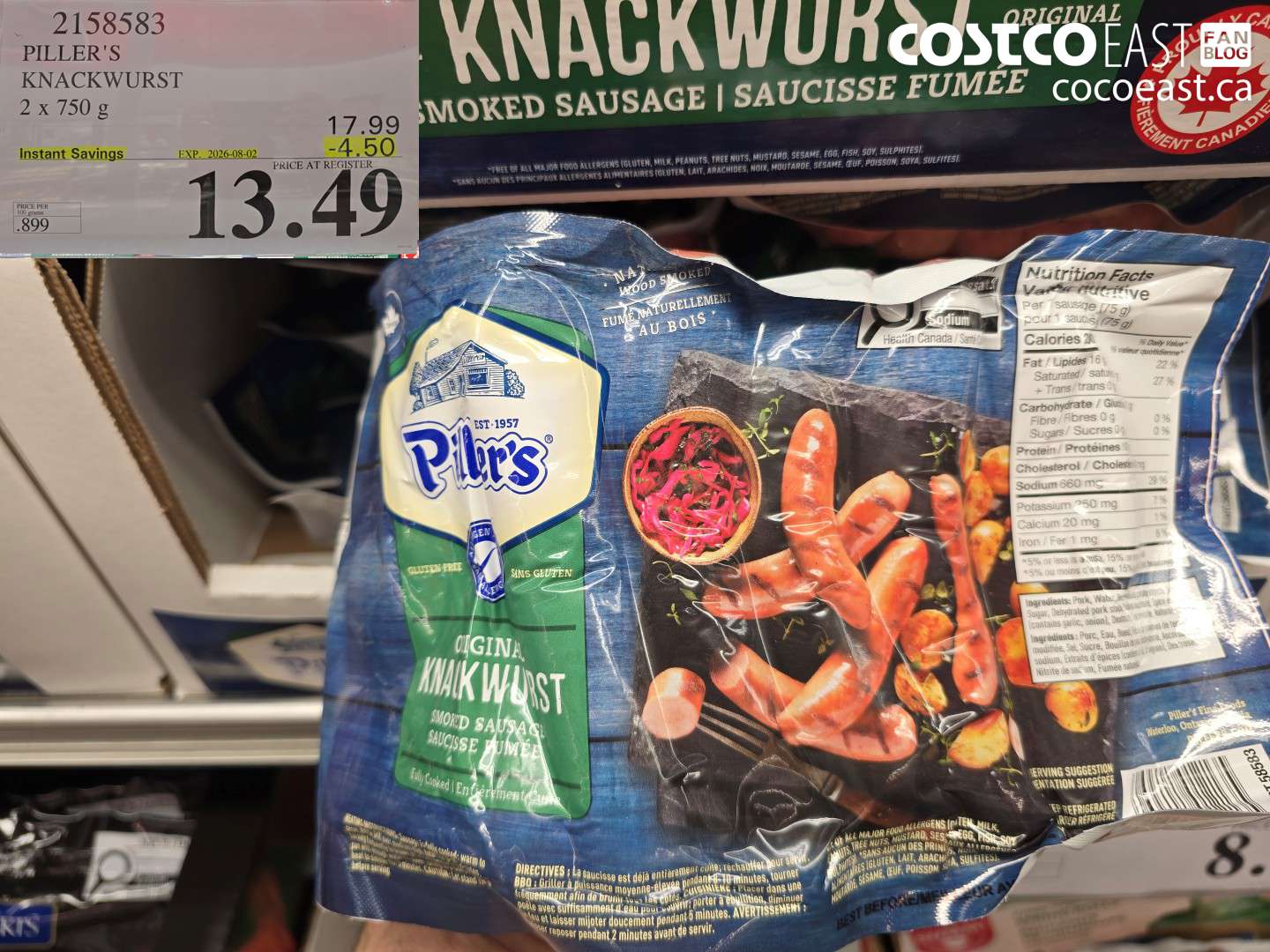 2158583 PILLER'S KNACKWURST 2 X 750 G ($4.50 INSTANT SAVINGS EXPIRES ON 2026-08-02) $13.49