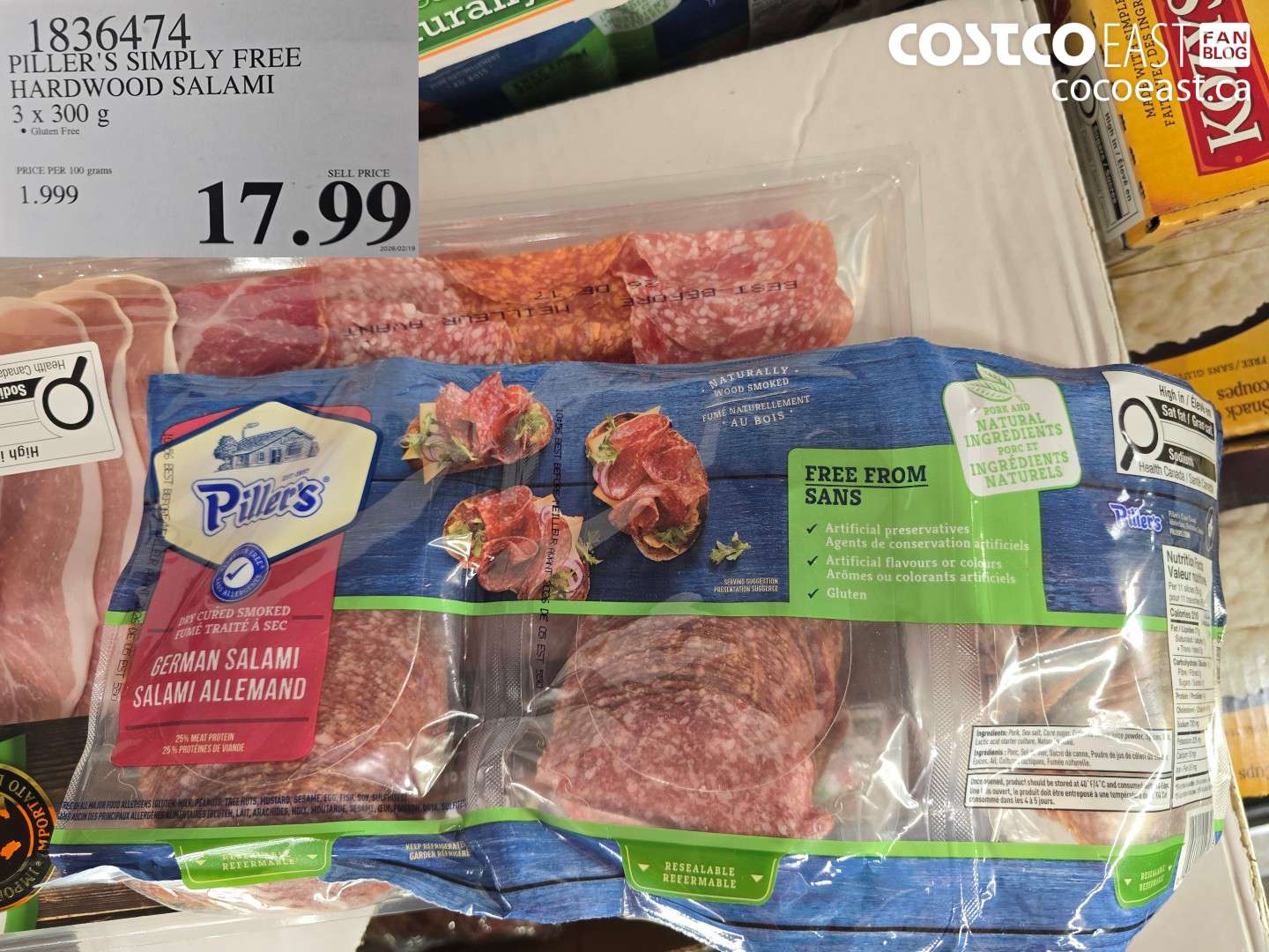 1836474 PILLER'S SIMPLY FREE HARDWOOD SALAMI 3 X 300 G $17.99