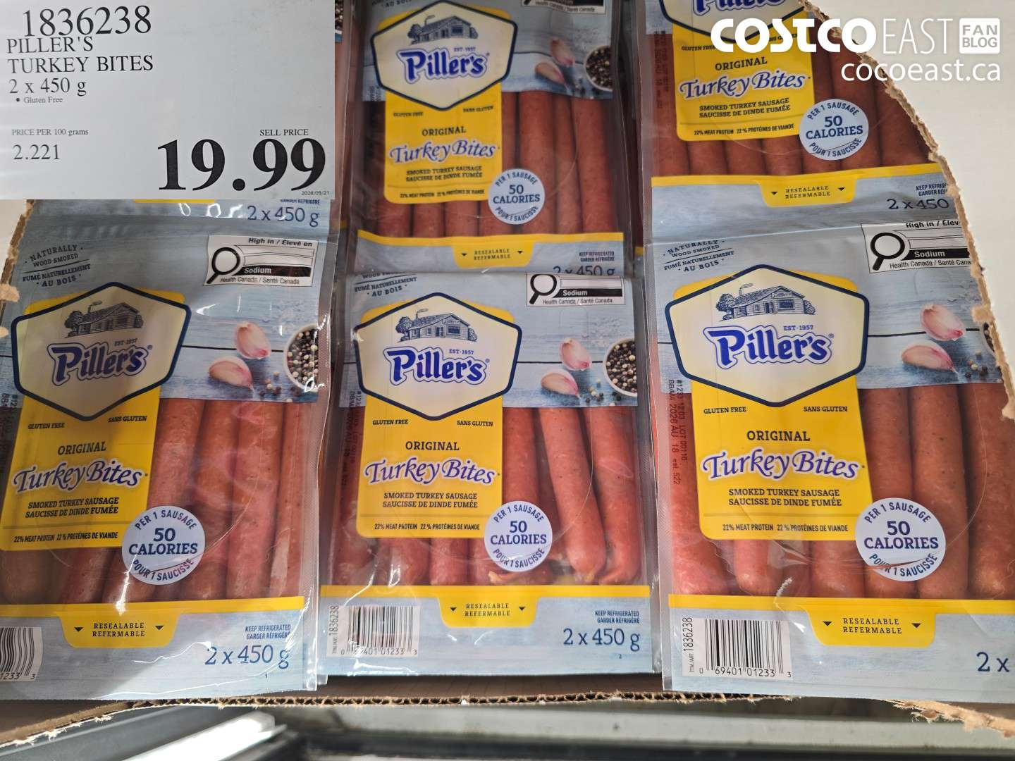 1836238 PILLER'S TURKEY BITES 2 X 450 G $19.99