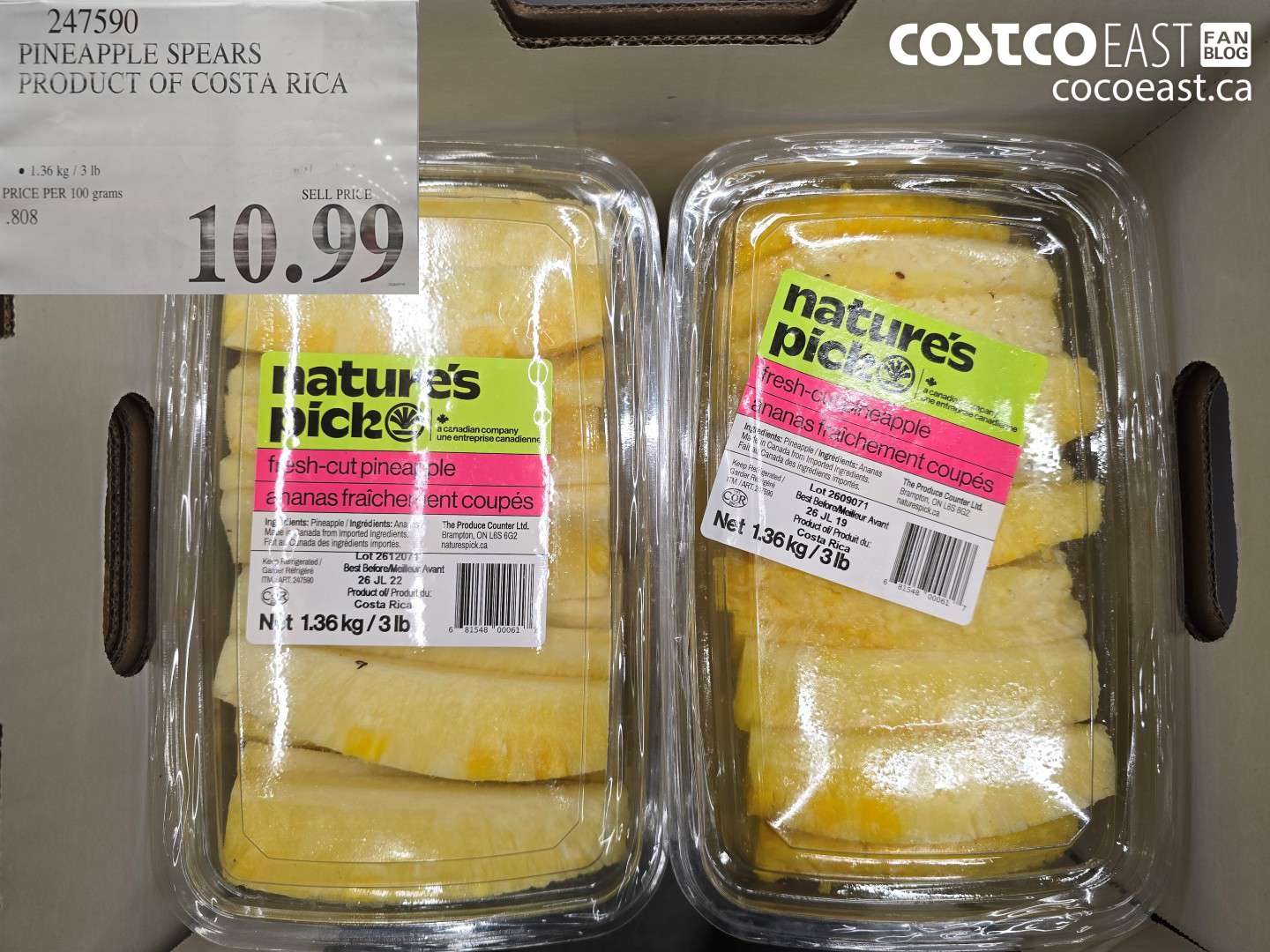 247590 PINEAPPLE SPEARS PRODUCT OF COSTA RICA $10.99