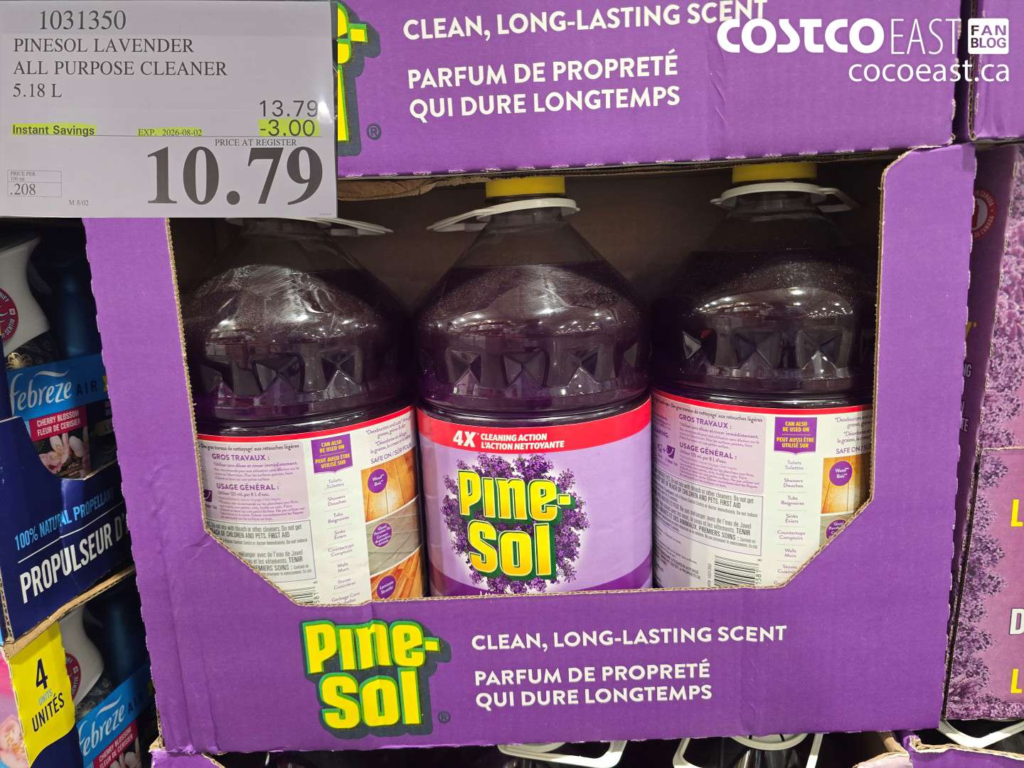 1031350 PINESOL LAVENDER ALL PURPOSE CLEANER 5.18 L ($3.00 INSTANT SAVINGS EXPIRES ON 2026-08-02) $10.79