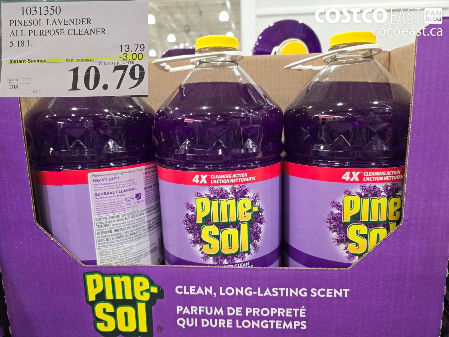 1031350 PINESOL LAVENDER ALL PURPOSE CLEANER 5.18 L ($3.00 INSTANT SAVINGS EXPIRES ON 2026-08-02) $10.79