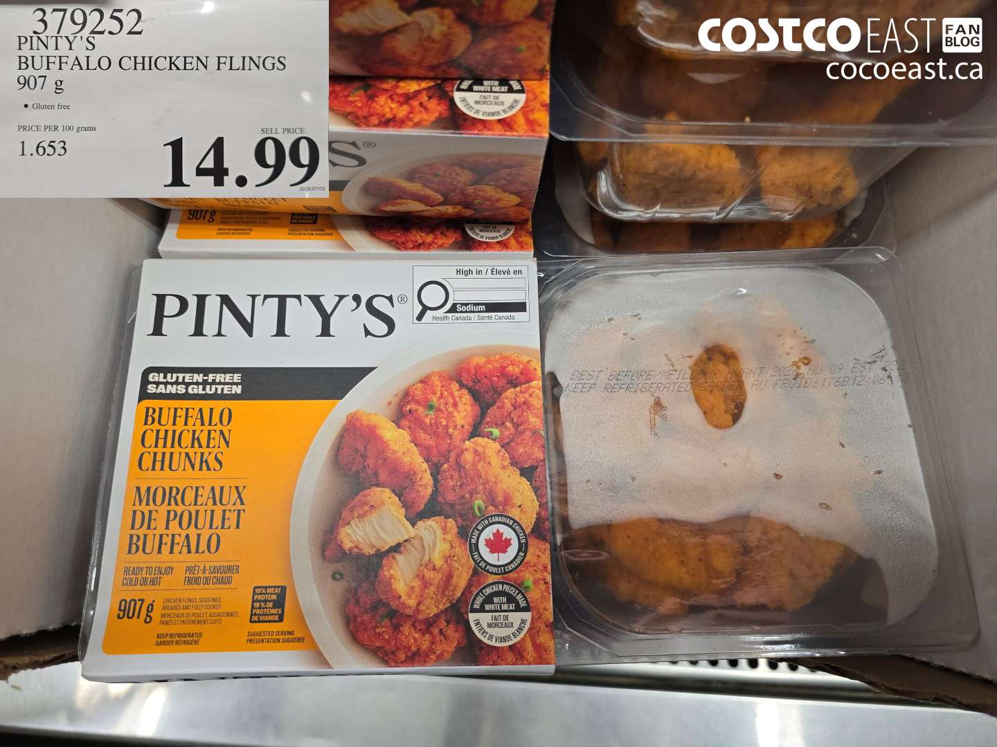 379252 PINTY'S BUFFALO CHICKEN FLINGS 907 G $14.99