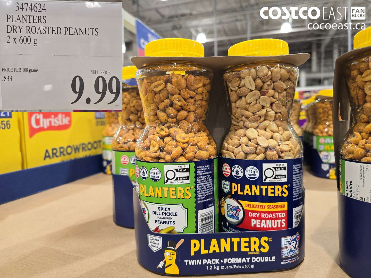 3474624 PLANTERS DRY ROASTED PEANUTS 2 X 600 G $9.99