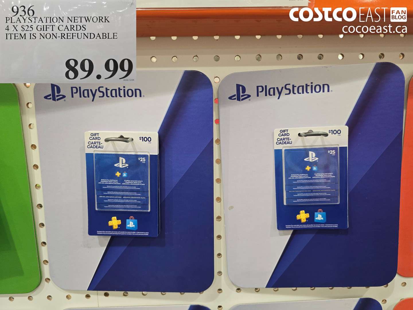 936 PLAYSTATION NETWORK 4 X $25 GIFT CARDS $89.99