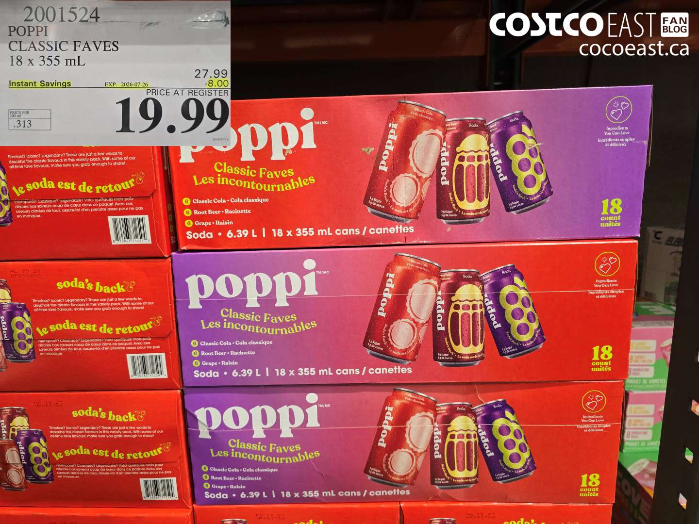 2001524 POPPI CLASSIC FAVES 18 X 355 ML ($8.00 INSTANT SAVINGS EXPIRES ON 2026-07-26) $19.99