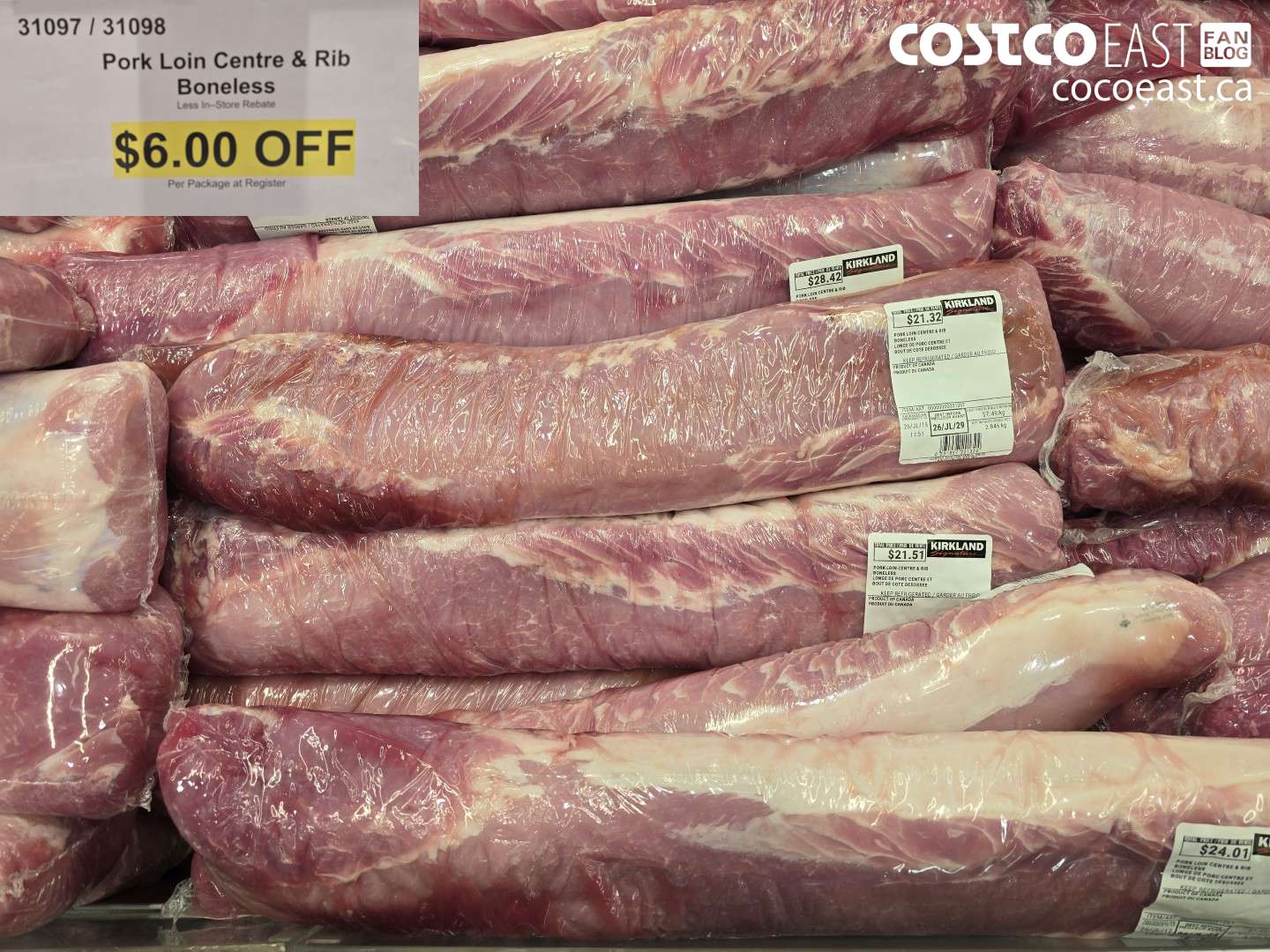 31097 PORK LOIN CENTRE & RIB BONELESS ($6.00 INSTANT SAVINGS)