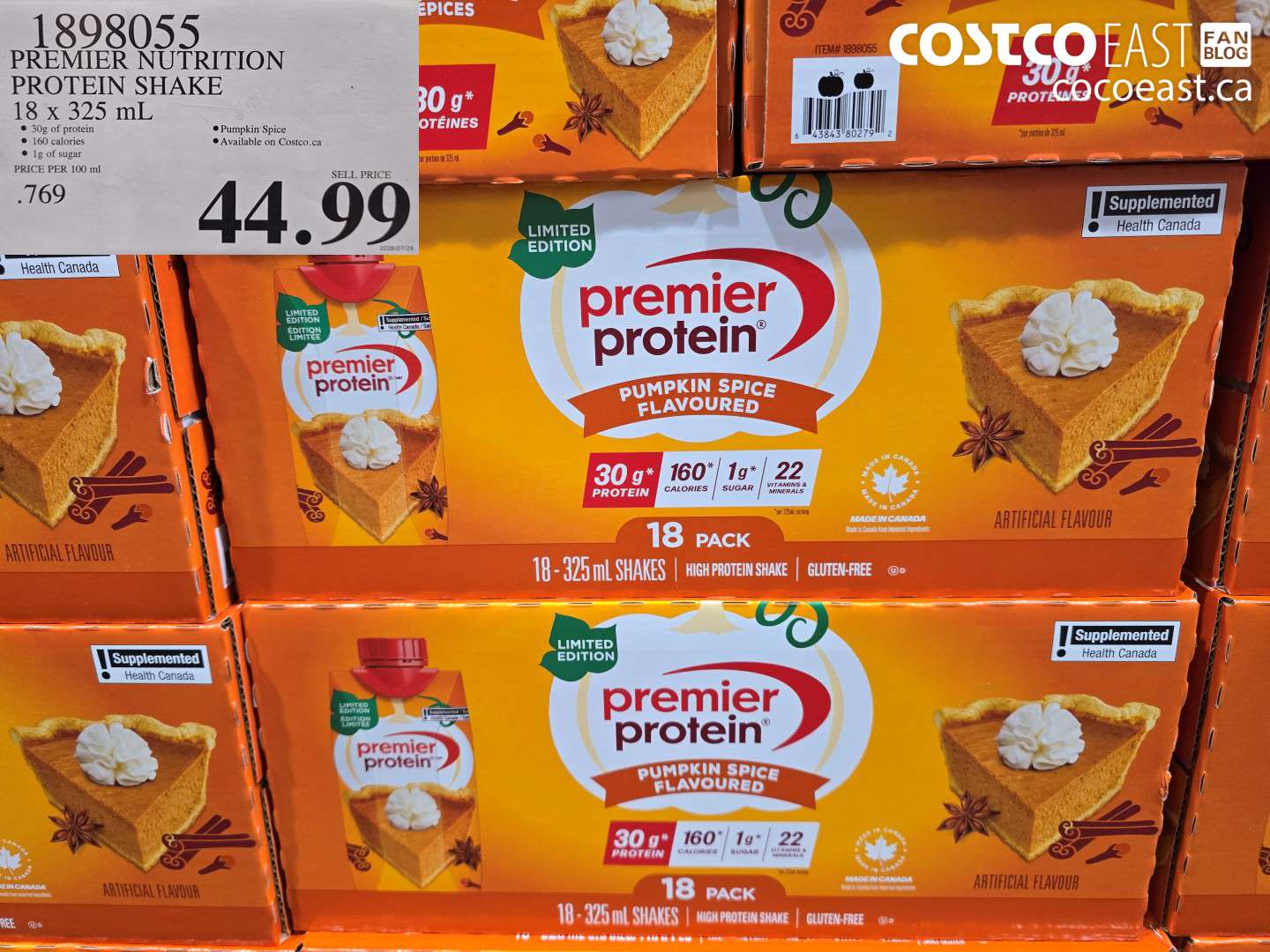 1898055 PREMIER NUTRITION PROTEIN SHAKE 18 X 325 ML $44.99