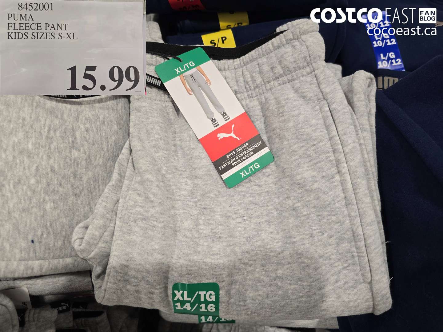 8452001 PUMA FLEECE PANT KIDS SIZES S-XL $15.99