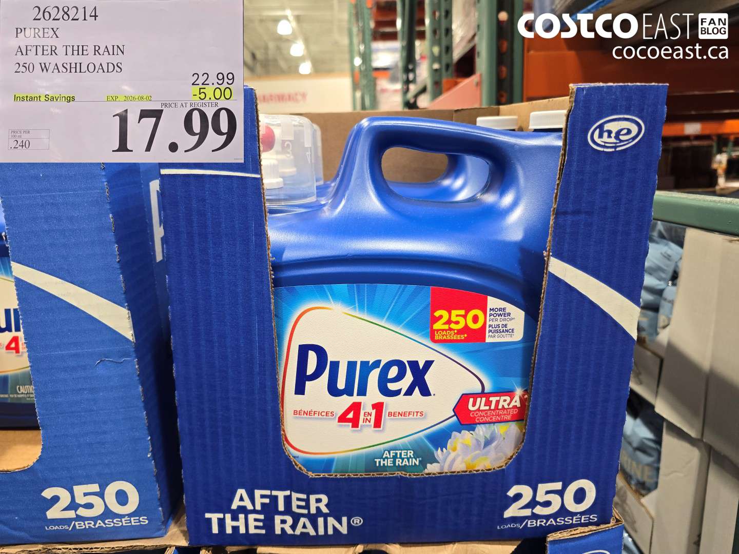 2628214 PUREX AFTER THE RAIN 250 WASHLOADS ($5.00 INSTANT SAVINGS EXPIRES ON 2026-08-02) $17.99
