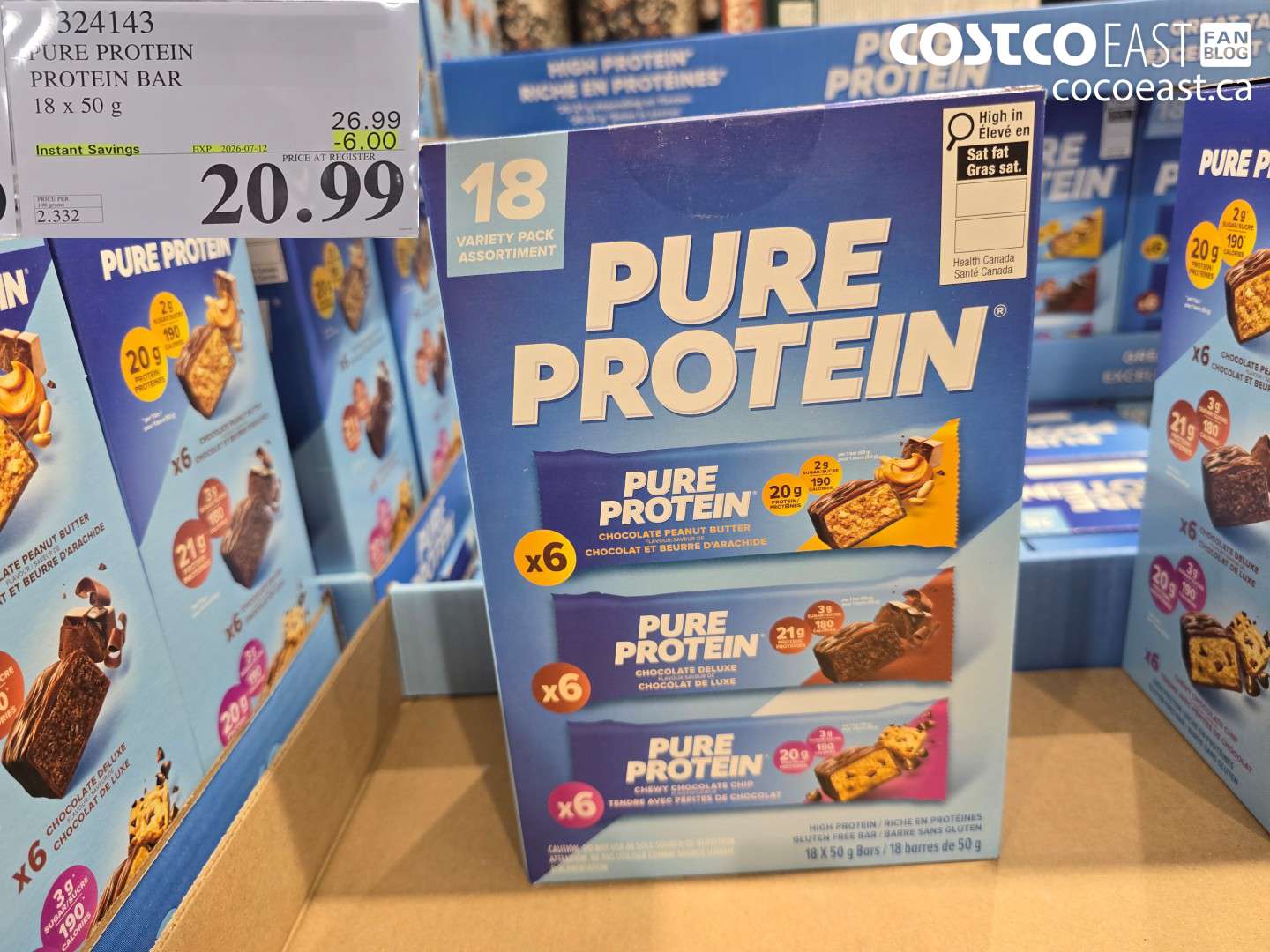 324143 PURE PROTEIN PROTEIN BAR 18 X 50 G ($6.00 INSTANT SAVINGS EXPIRES ON 2026-07-12) $20.99