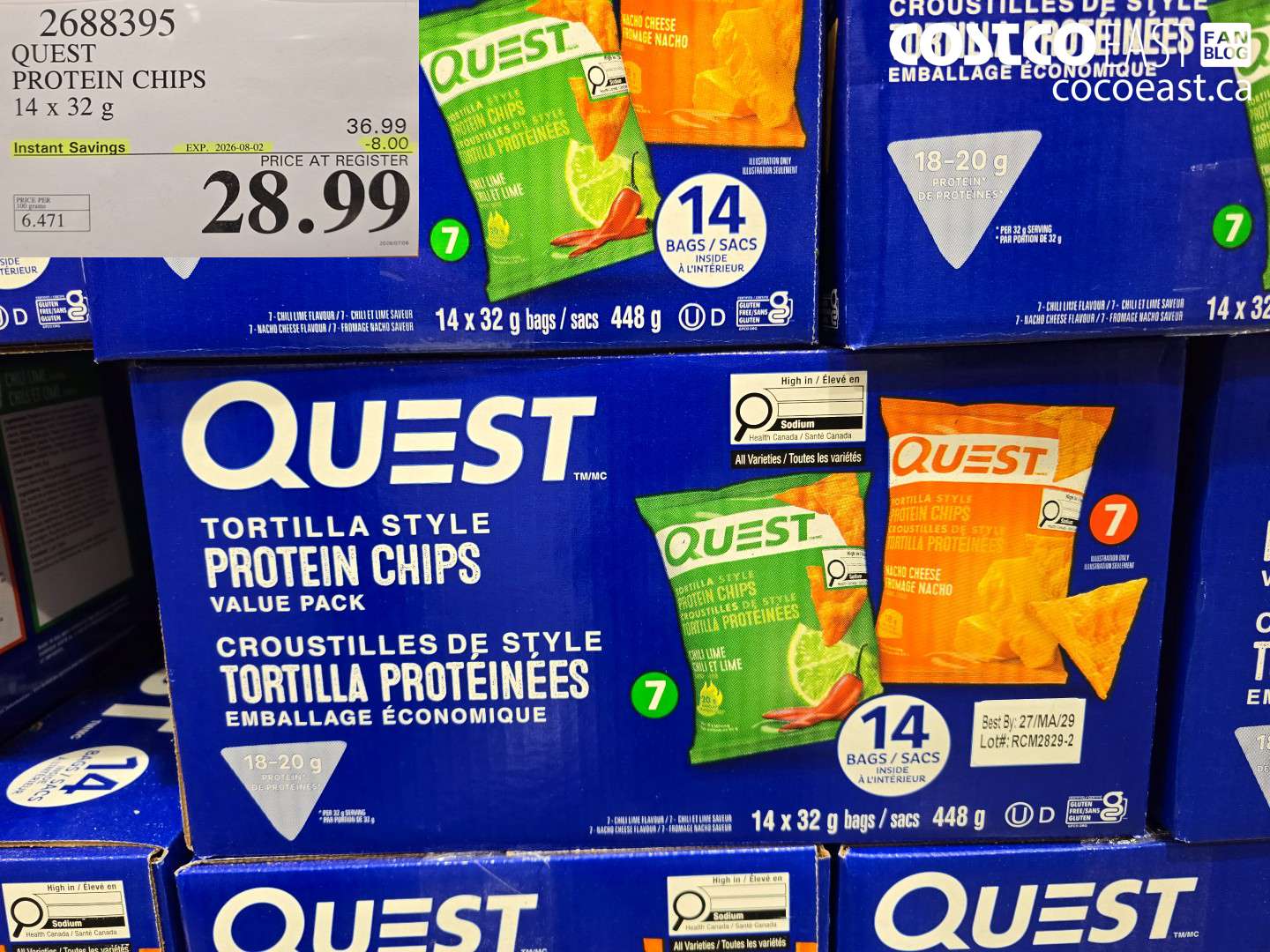 2688395 QUEST PROTEIN CHIPS 14 X 32 G ($8.00 INSTANT SAVINGS EXPIRES ON 2026-08-02) $28.99