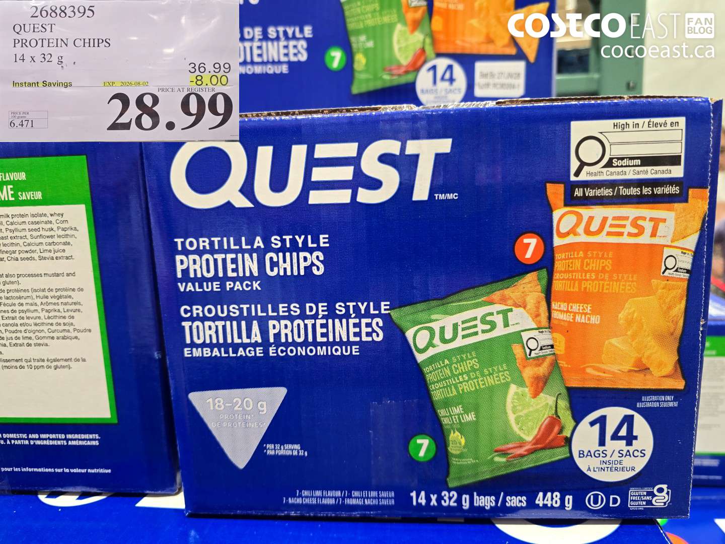 2688395 QUEST PROTEIN CHIPS 14 X 32 G ($8.00 INSTANT SAVINGS EXPIRES ON 2026-08-02) $28.99