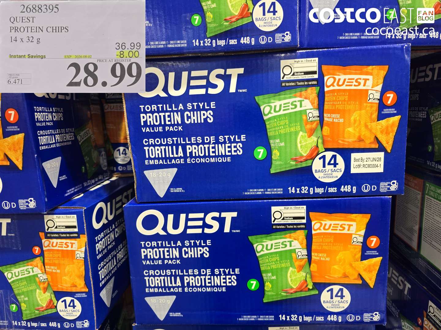 2688395 QUEST PROTEIN CHIPS 14 X 32 G ($8.00 INSTANT SAVINGS EXPIRES ON 2026-08-02) $28.99