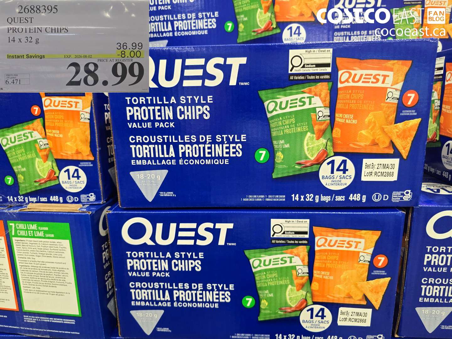 2688395 QUEST PROTEIN CHIPS 14 X 32 G ($8.00 INSTANT SAVINGS EXPIRES ON 2026-08-02) $28.99