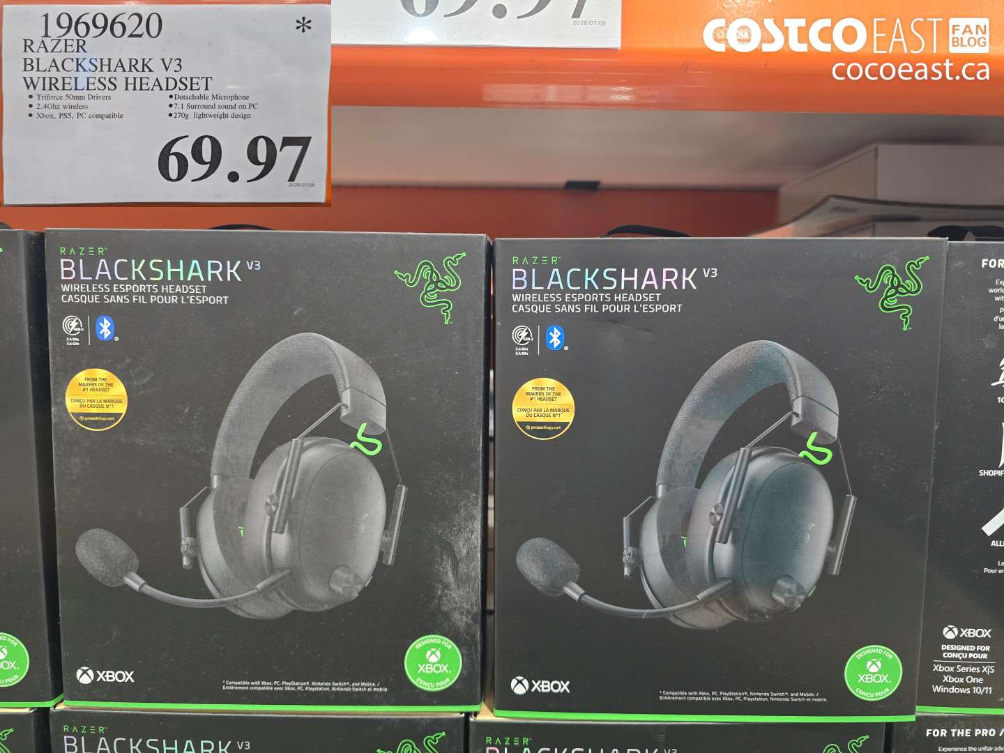 1969620 RAZER BLACKSHARK V3 WIRELESS HEADSET $69.97