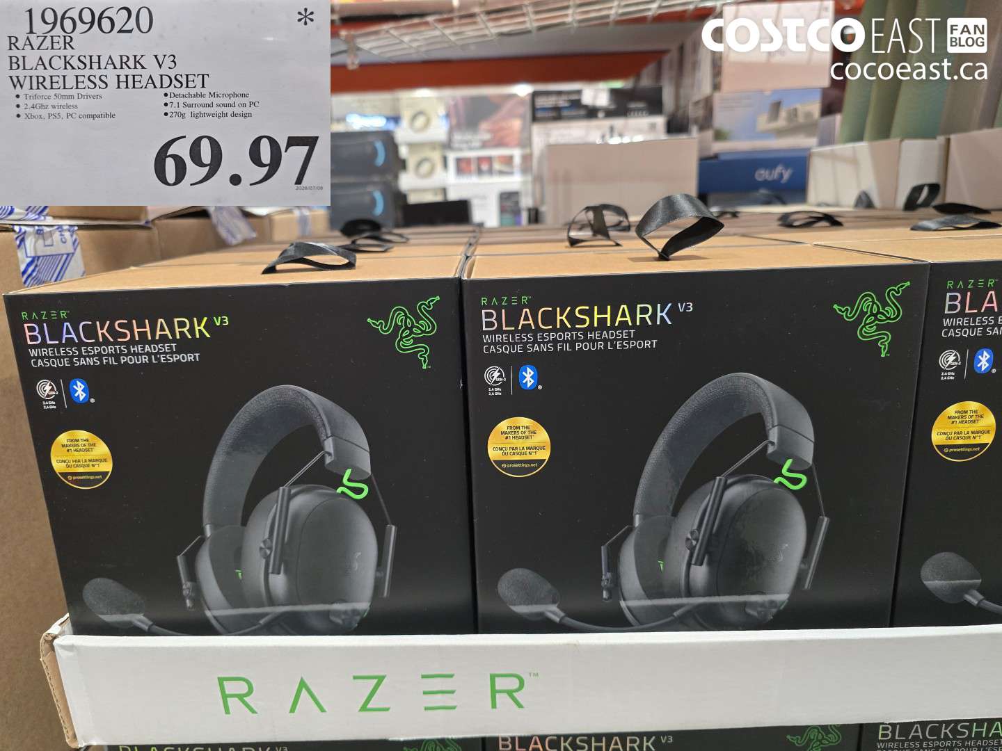 1969620 RAZER BLACKSHARK V3 WIRELESS HEADSET $69.97